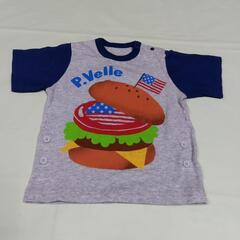 80cm　Tシャツ　2点セット ①OJICO:Tシャツ　クレーン車 ②ブランド不明 :ハンバーガーの画像