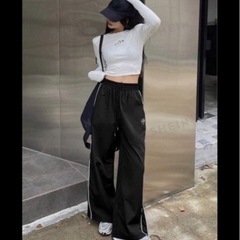 スポーツパンツ　スエットパンツ　黒　防風　ホワイトラインパンツ　...