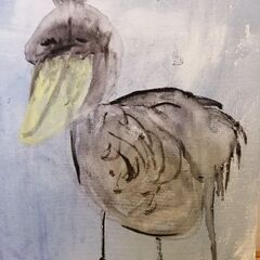 ハシビロコウ　絵　絵画の画像