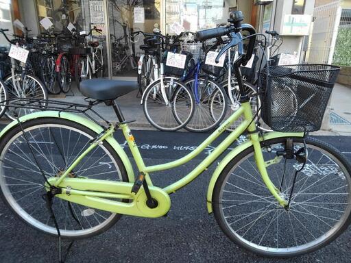 中古自転車３４１７　前後タイヤ新品！　２６インチ　ギヤなし　ダイナモライト