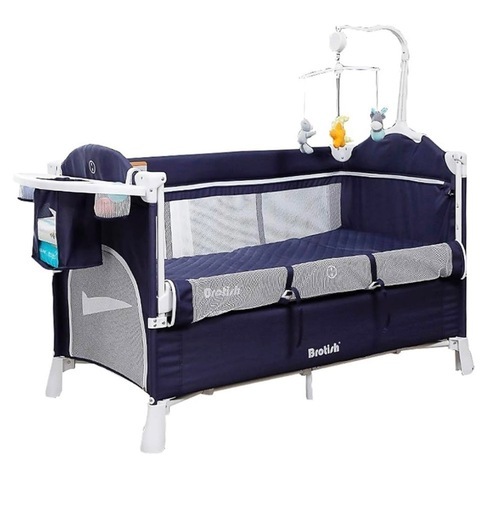 超美品】ベビーベッド ネイビー 折り畳み可能