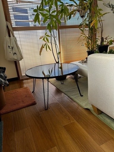 美品 昭和レトロ 折り畳み コンパクト テーブル 黒　お洒落 ちゃぶ台 即日配送
