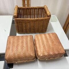 USED】 茶農家納屋から出て来た 盛りかご/竹かご 2個セット 検索