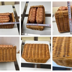 昭和レトロ 藤籠　藤かご　竹製 竹細工 竹籠 お弁当箱 ランチボックス 小物入の画像