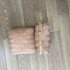 昭和レトロ 藤籠　藤かご　竹製 竹細工 竹籠 お弁当箱 ランチボックス 小物入の画像