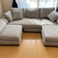 オットマン付き ソファー グレー