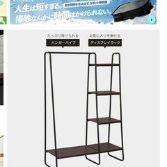 ハンガーラック、収納棚付き