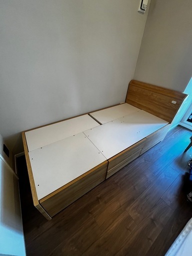 シングル ベッドフレーム ニトリ ジオチェスト ホワイト 白 引き出し