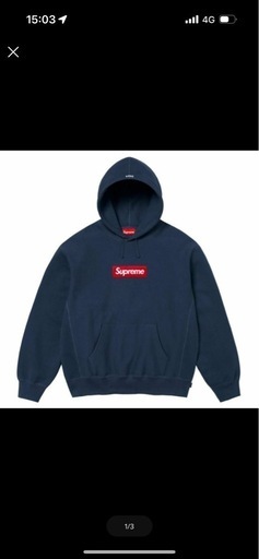 【L】supreme boxlogo hooded sweat shirt navy
