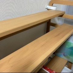 ビーチ材のディスプレイしやすいダブル棚板ラック の画像
