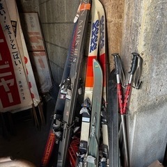 古スキー板 ストック まとめて