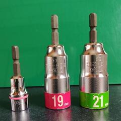 【未使用品】TOP/VESSEL 電動ドリル用ソケット 21mm/19mm/12mmの画像