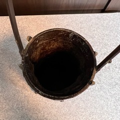 【レトロインテリア】高岡銅器　籠型花器の画像