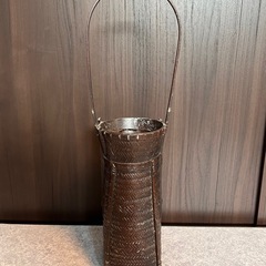 【レトロインテリア】高岡銅器　籠型花器