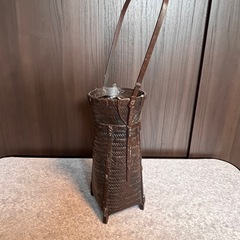 【レトロインテリア】高岡銅器　籠型花器の画像