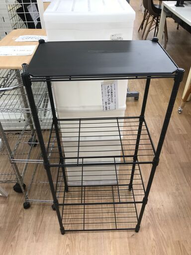 ★ジモティ割あり★ シルバーラック　黒　収納棚　　 H98×W44×D30 　クリーニング済み KJ8451
