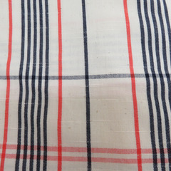 木綿着物 伊勢木綿 単衣 バチ衿 洗える着物 チェック模様 白ｘ紺ｘ赤 仕立て上がり 浴衣 身丈166cm 新品 【キモノオフ野々市若松店】の画像