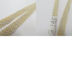 帯締め・帯揚げセット 夏用 正絹 絽 地模様入り帯揚げ レース帯締め Mサイズ 絹100% クリーム系 撫子・芝柄 和装小物 夏物 新品 【キモノオフ野々市若松店】の画像