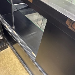 木製 和風カウンター ガラスショーケース付き 収納棚ありの画像