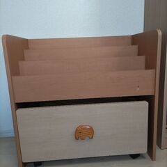 木製 子供絵本棚 おもちゃ入れ