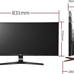 LG ゲーミング モニター ディスプレイ 34UC70GA-B 34インチ/21:9 曲面 ウルトラワイド/IPS非光沢/144Hz/FreeSync/DisplayPort×1,HDMI×2/高さ調節対応の画像