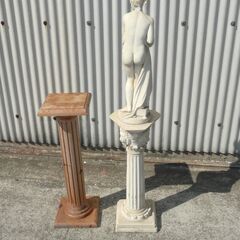 配達先決定🚚　無料配達します🚚ガーデニングオブジェ💖大理石の女神像133㎝💖木製フラワースタンド80㎝💖の画像