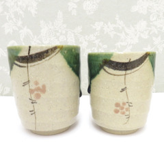 MINOYAKI (美濃焼) 陶磁器 食器 水野健二 織部 郷之窯 夫婦湯呑 ペア 共箱有 陶歴有 【キモノオフ野々市若松店】の画像