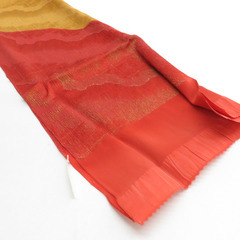 帯締め・帯揚げセット 正絹 振袖用 ラメ糸 染め分け 冠組 橙色 絹100% 和装小物 箱入 【キモノオフ野々市若松店】の画像