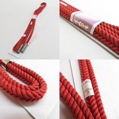 帯締め・帯揚げセット 正絹 振袖用 ラメ糸 染め分け 冠組 橙色 絹100% 和装小物 箱入 【キモノオフ野々市若松店】の画像