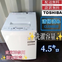 173送料設置無料 東芝　新生活　洗濯機　4.5㌔　安い冷蔵庫 2019年製