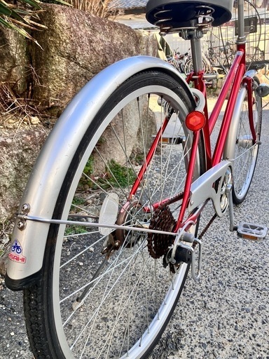 624、シティサイクル26インチ赤