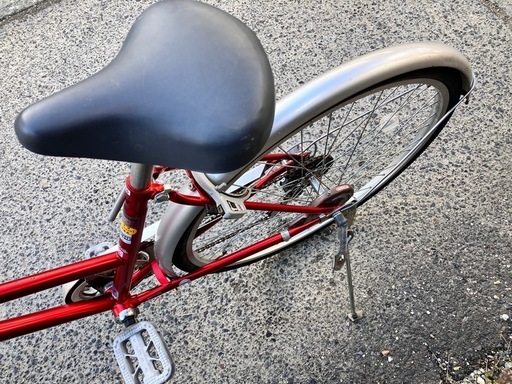 シティサイクル 赤 引き取り限定】自転車 中古車 変速 シティ