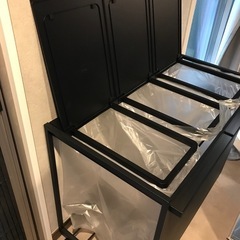 【新品】山崎実業蓋付き目隠し分別ダストワゴンの画像