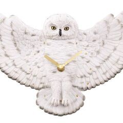 新品未使用】セトクラフト 幸せを呼ぶ　シロフクロウ 掛け時計 S...