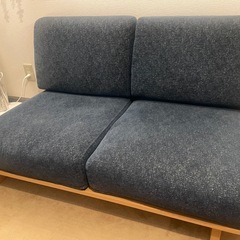 2人掛け ローソファ ブルー 