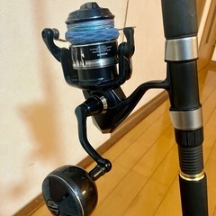 ショアジギング  ロッドとリールです。釣竿の画像