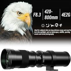 望遠レンズ420-800mm f/8.3 Lightdow 対応ニコンF-mount マニュアルズーム望遠レンズ + T-マウント対応ニコンD5500 D3300 D3200 D5300 D3400 D7200 D750 D3500 D7500 D500 D600 D700 D800 D810 D850 D3100 D5100 D5200 D7000 D7100 一眼レフカメラレンズの画像