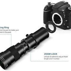 望遠レンズ420-800mm f/8.3 Lightdow 対応ニコンF-mount マニュアルズーム望遠レンズ + T-マウント対応ニコンD5500 D3300 D3200 D5300 D3400 D7200 D750 D3500 D7500 D500 D600 D700 D800 D810 D850 D3100 D5100 D5200 D7000 D7100 一眼レフカメラレンズの画像