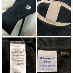 ꒰jouetie꒱Championコラボ ハーフジップショート丈長袖スウェット黒の画像