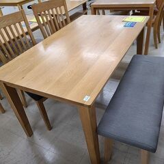 J6838　ダイニングテーブルセット　椅子２脚ベンチ１脚付　ナチ...