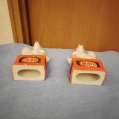 陶器製／お稲荷さん（一対）狐置物　の画像