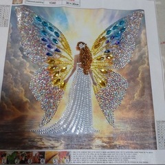 羽のついた妖精　ダイヤモンドアート　製作ツール付き　30×30の画像