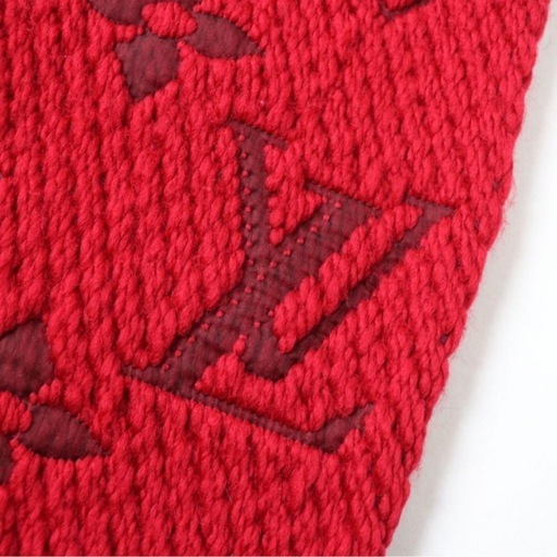 【美品】LOUIS VUITTON ルイヴィトン エシャルプ ロゴマニア モノグラム マフラー レッド