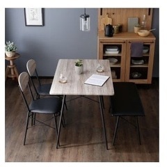 【LOWYA】ダイニングテーブルセット4点