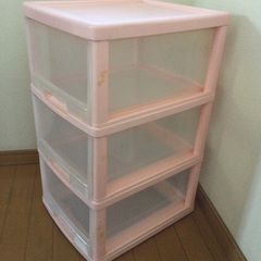 カラーボックス　引き出し　3段　ピンクの画像