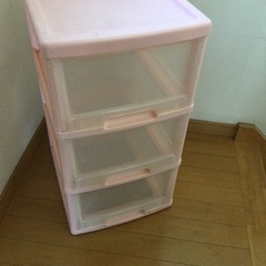 カラーボックス　引き出し　3段　ピンクの画像
