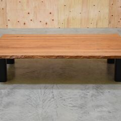≪yt1834ジ≫ カリモク家具 耳付き座卓 幅150cm 集成材 ウォールナット？ 天板KP50020175 ローテーブル おしゃれ 中古家具/宮城県仙台市 70205-08の画像