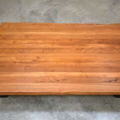 ≪yt1834ジ≫ カリモク家具 耳付き座卓 幅150cm 集成材 ウォールナット？ 天板KP50020175 ローテーブル おしゃれ 中古家具/宮城県仙台市 70205-08の画像