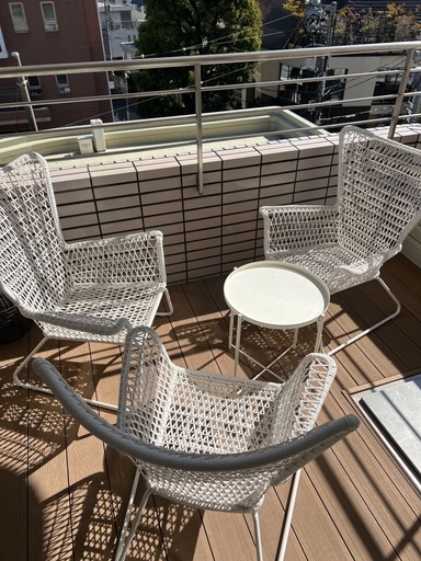 その他 IKEA Outdoor Armchair (3) and Table Set - White