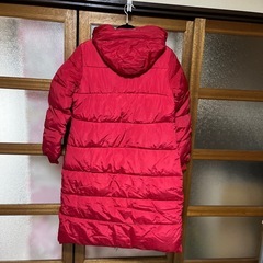 フード付きダウン（赤、3XL）の画像